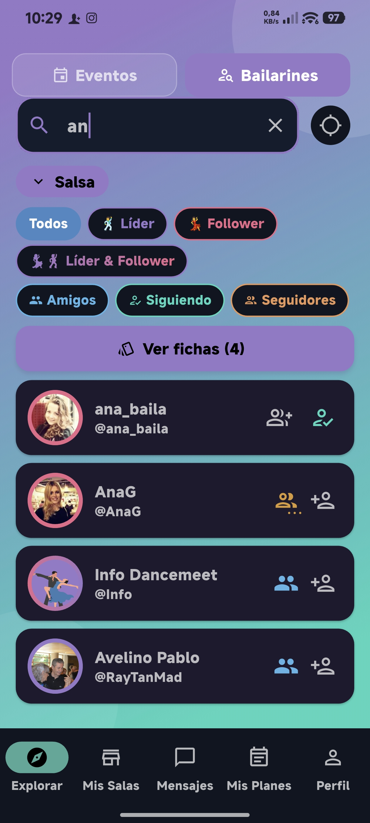 Captura: Buscar Bailarines